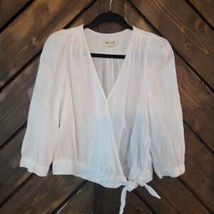 Madewell White Wrap Blouse with Tie
